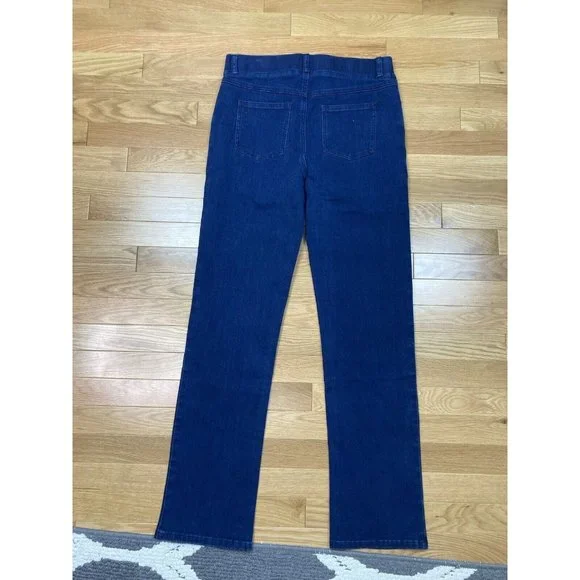 *Betabrand Dark Wash Elastic Waistband Pull On Womens PM Straight Leg Yoga Jeans - Picture 4 of 5